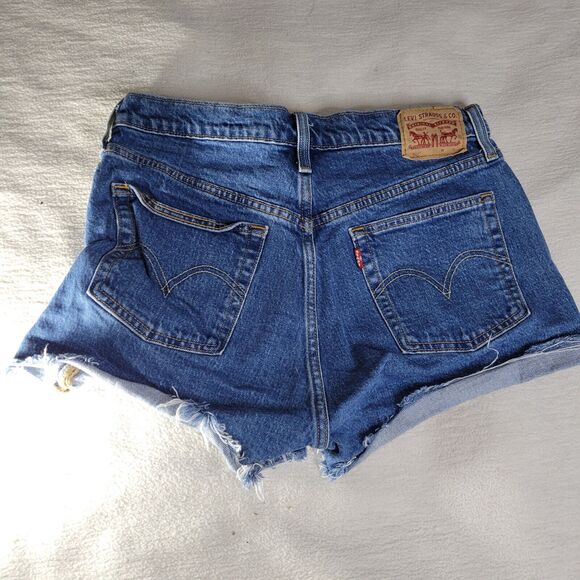 Levi Shorts Jean Womens Size 29 Blue Y2k Preppy Booty Cut Beach 501 Y2k Grunge - Picture 2 of 13